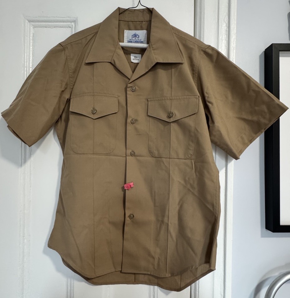 USMC Mens Khaki Short Sleeve Charlie Blouse Private First Class Sz 15 1/2
