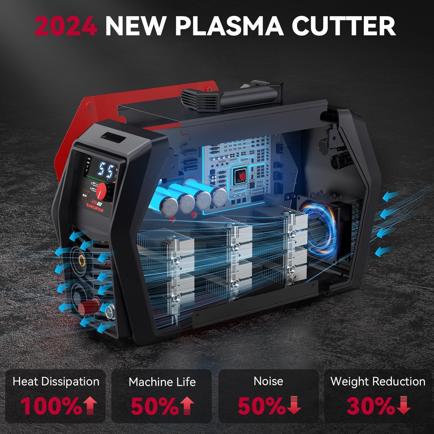 ARCCAPTAIN Plasma Cutter 55A Pilot Arc Air Plasma Cutting Machine Dual Voltage
