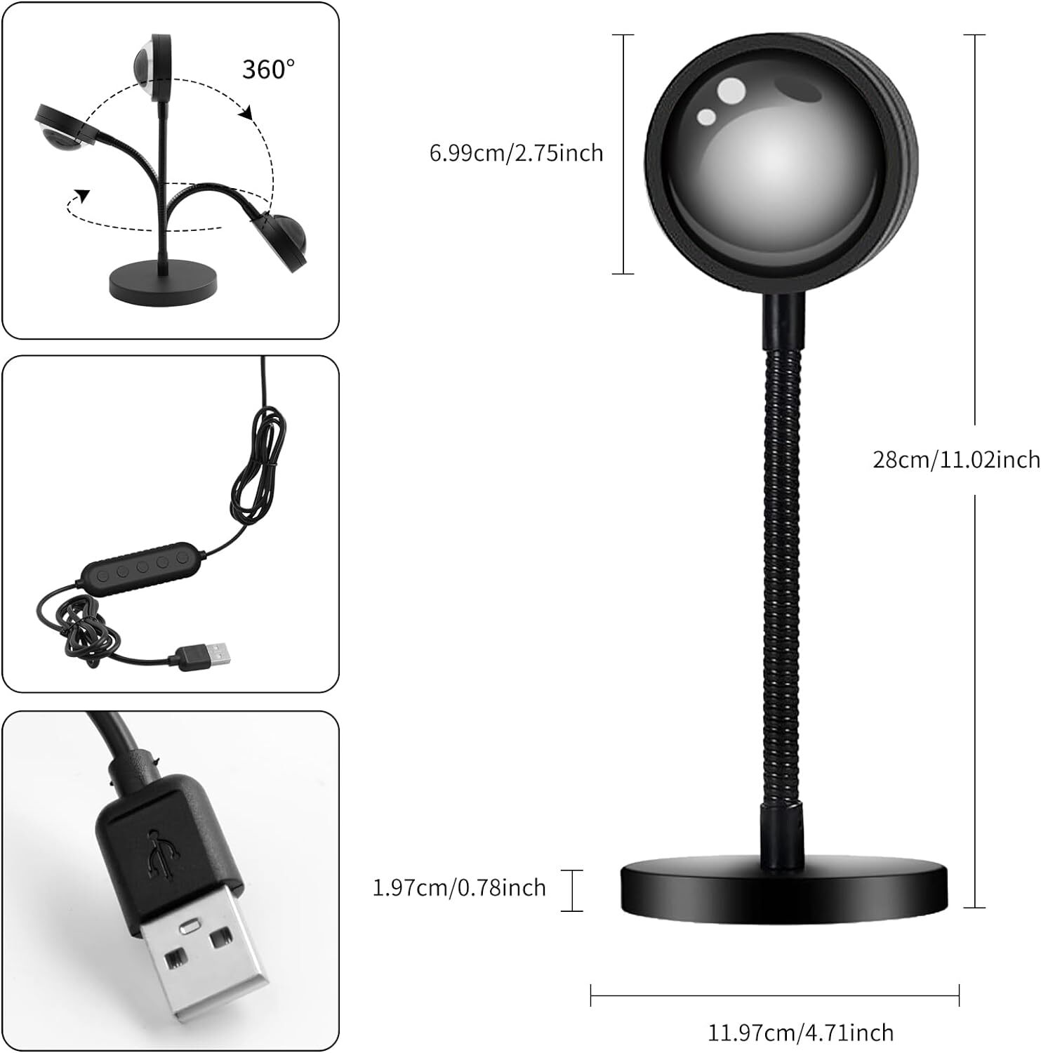 Neroupe Sunset Lamp Projector with APP & Button Control