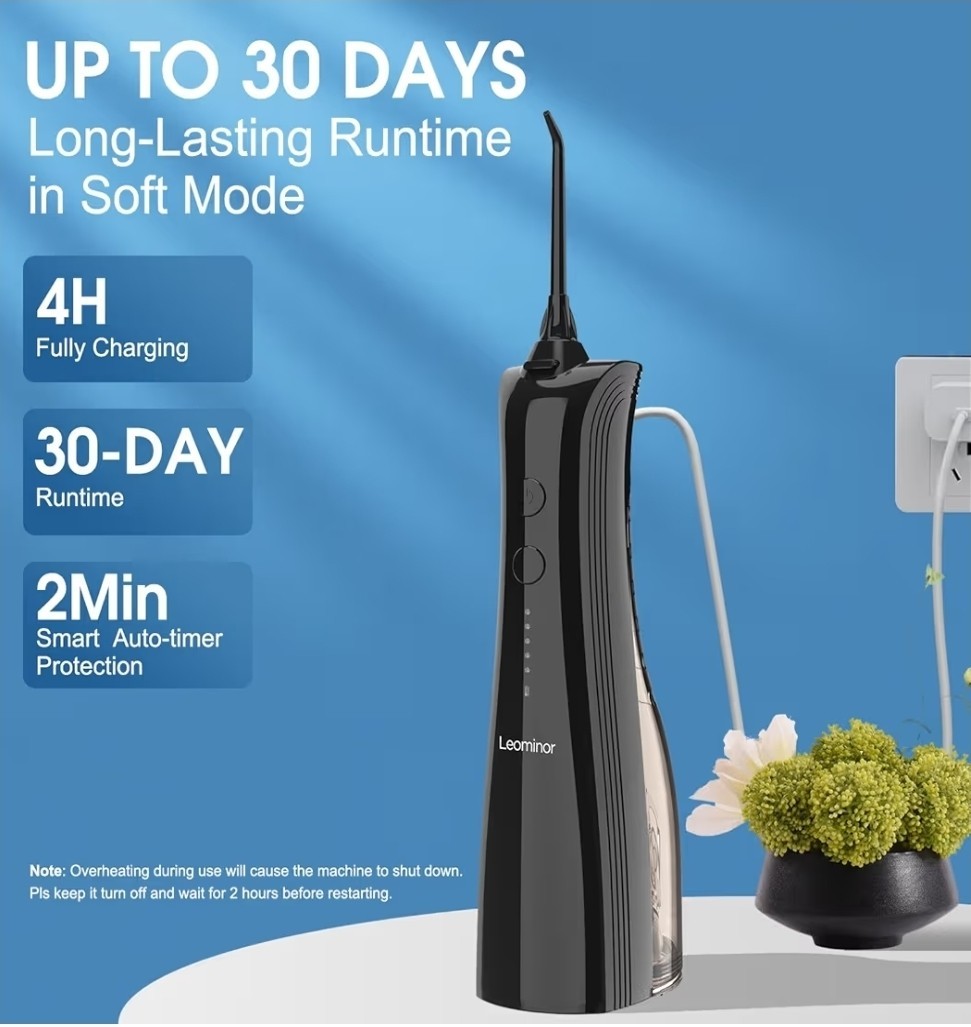 Portable Water Dental Flosser Oral Irrigator 5 Modes Black New Open Box Cordless