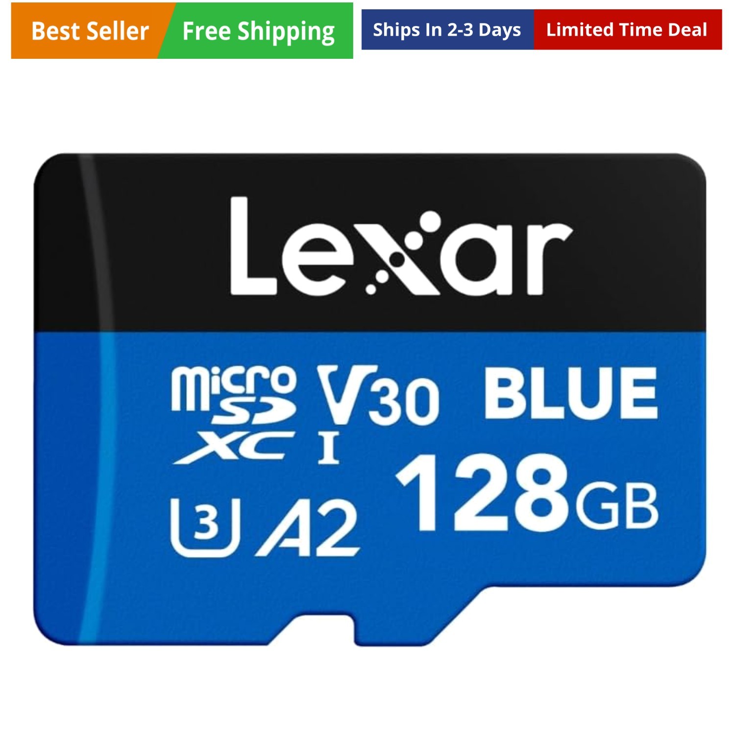 128GB Blue Micro SD Card Up to 160MB/s, microSDXC UHS-I Memory Card with SD A...