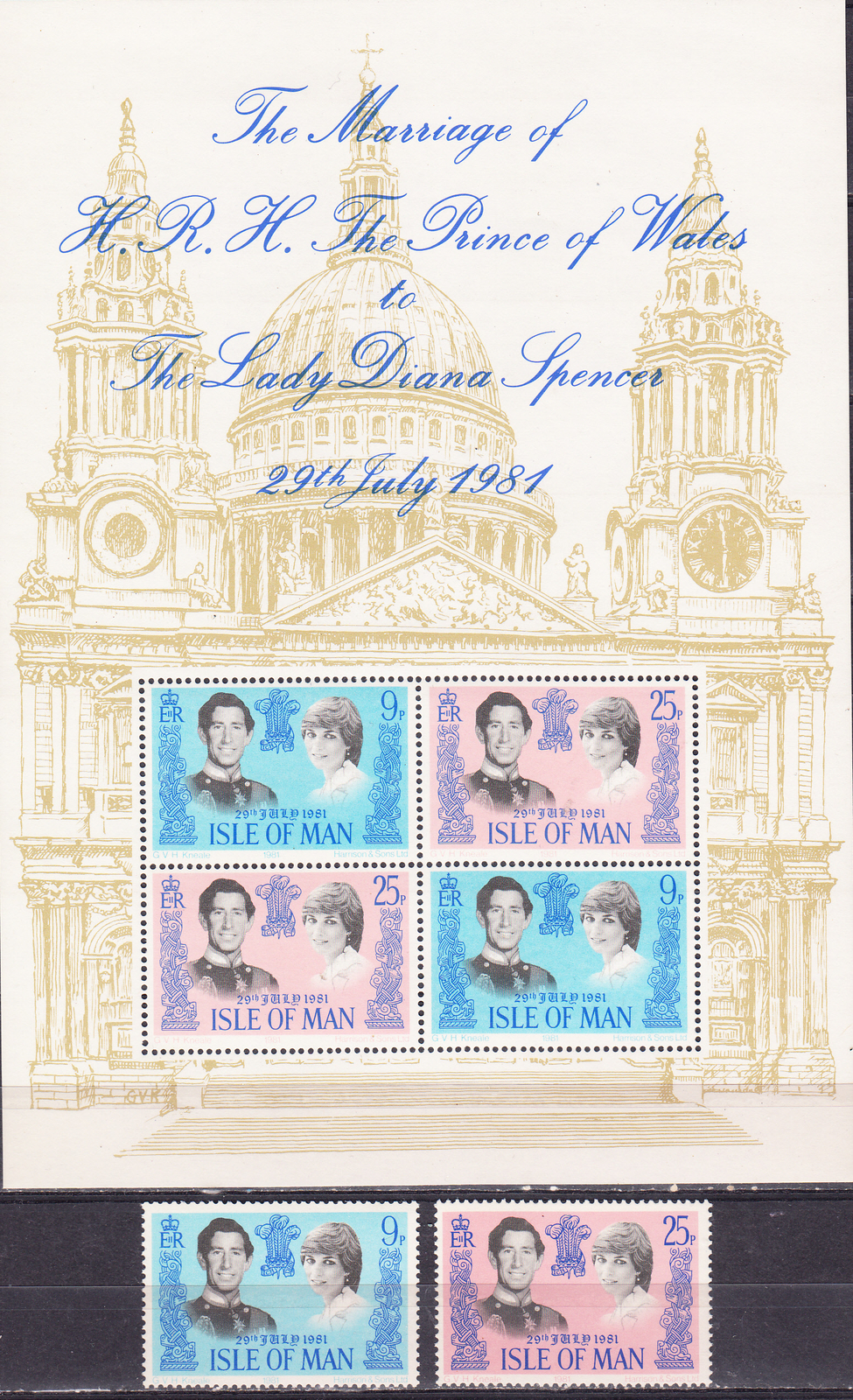W ISLE OF MAN 0198-199a LADY DIANA ROYAL WEDDING