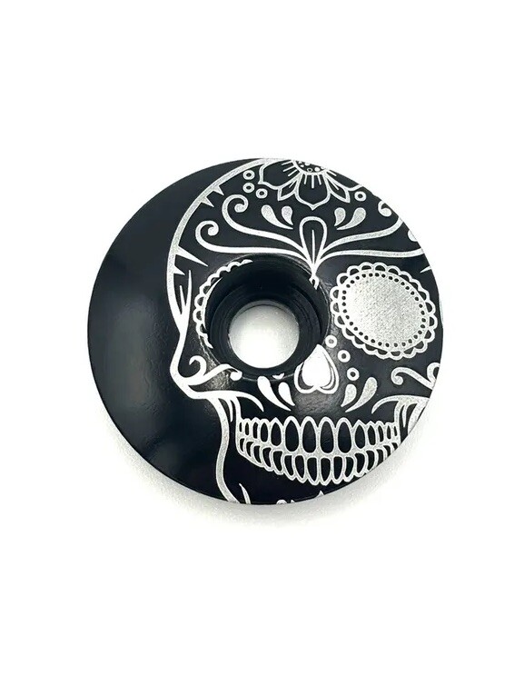 Day of the dead skull / Sugar Threadless Bicycle Headset Stem Cap 1 1/8"