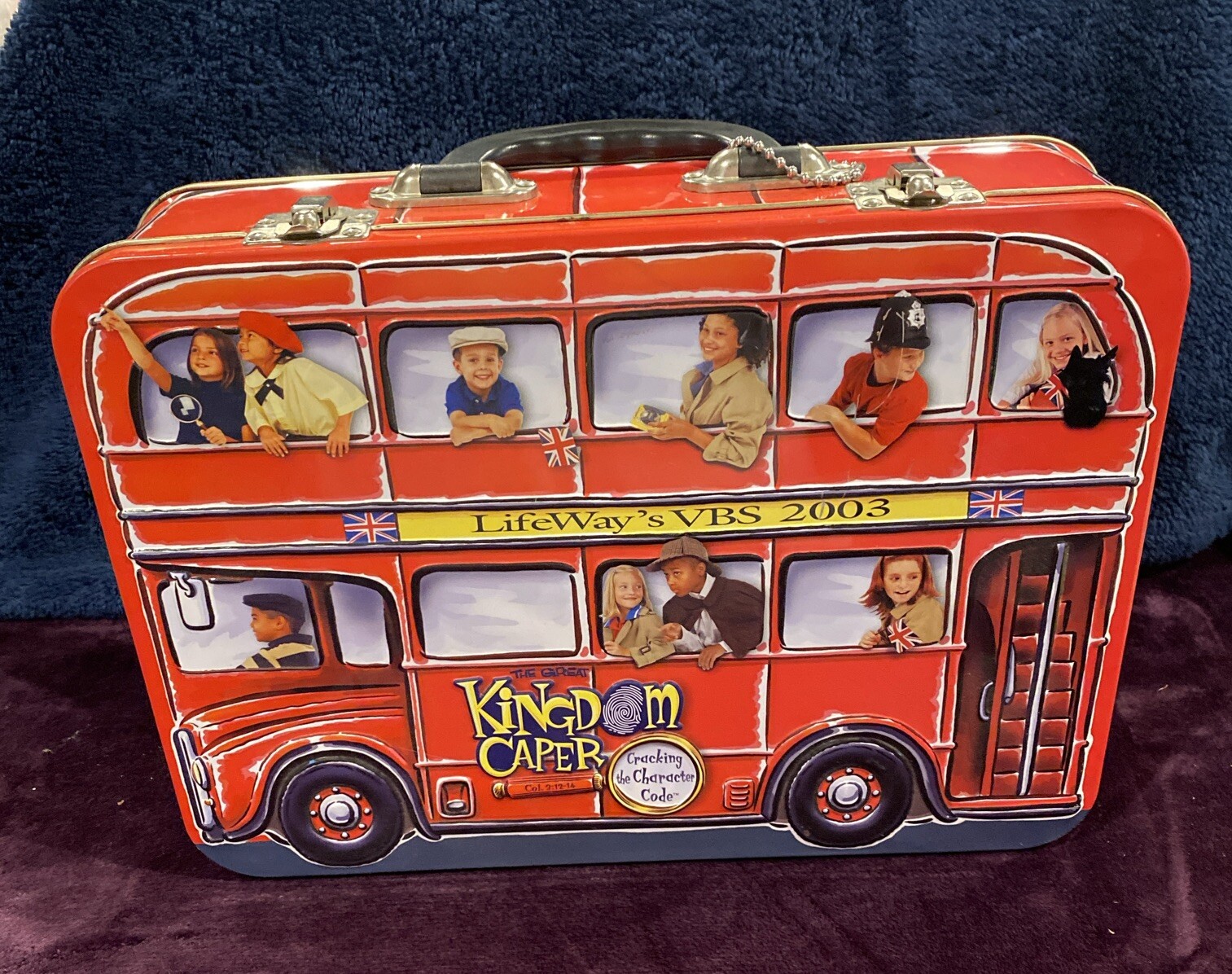 LIFEWAYS VBS 2003 KINGDOM CAPER TIN BUS EMPTY