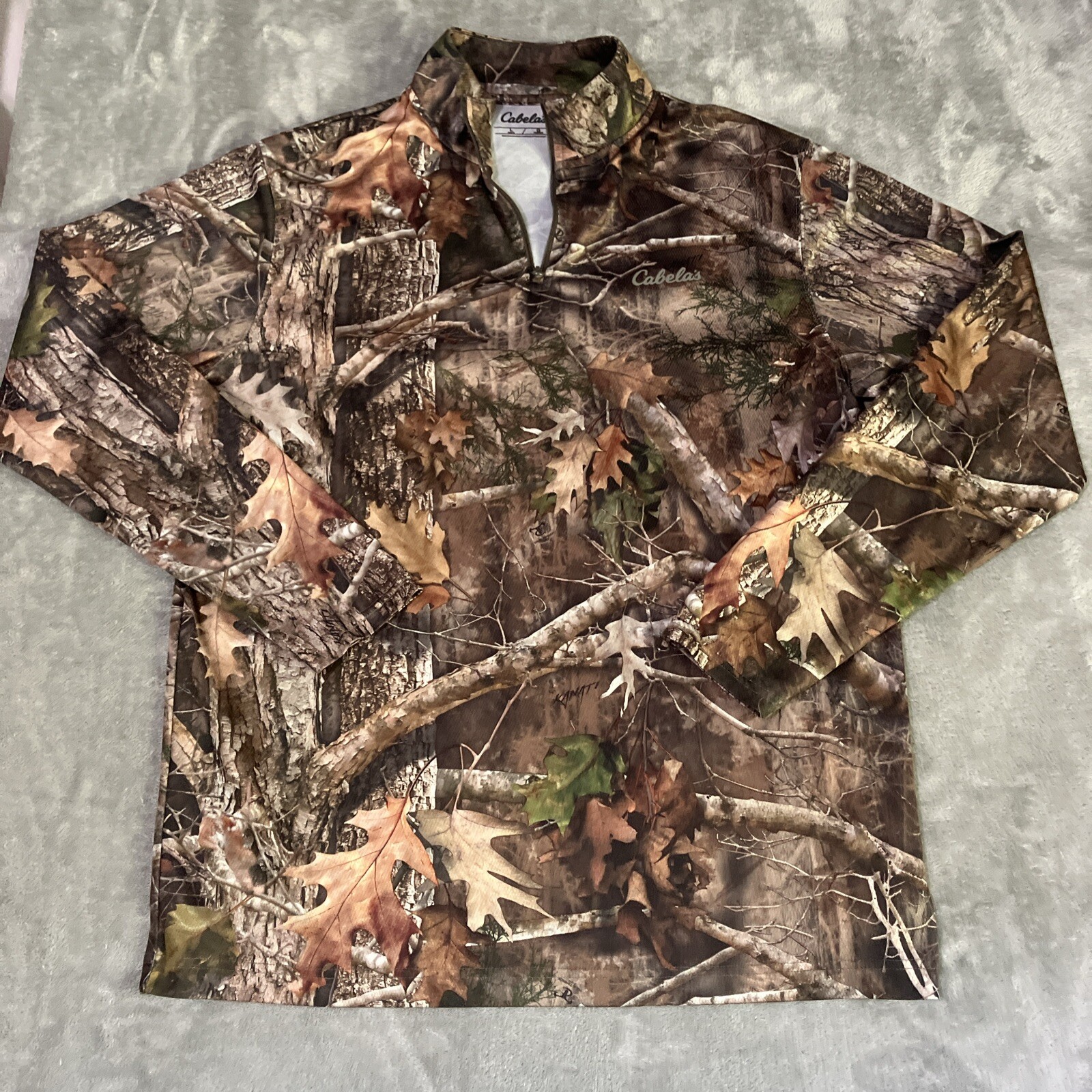 Cabela’s Kanati Camouflage Mens Large 1/4 Zip Pullover Long Sleeve Shirt Light