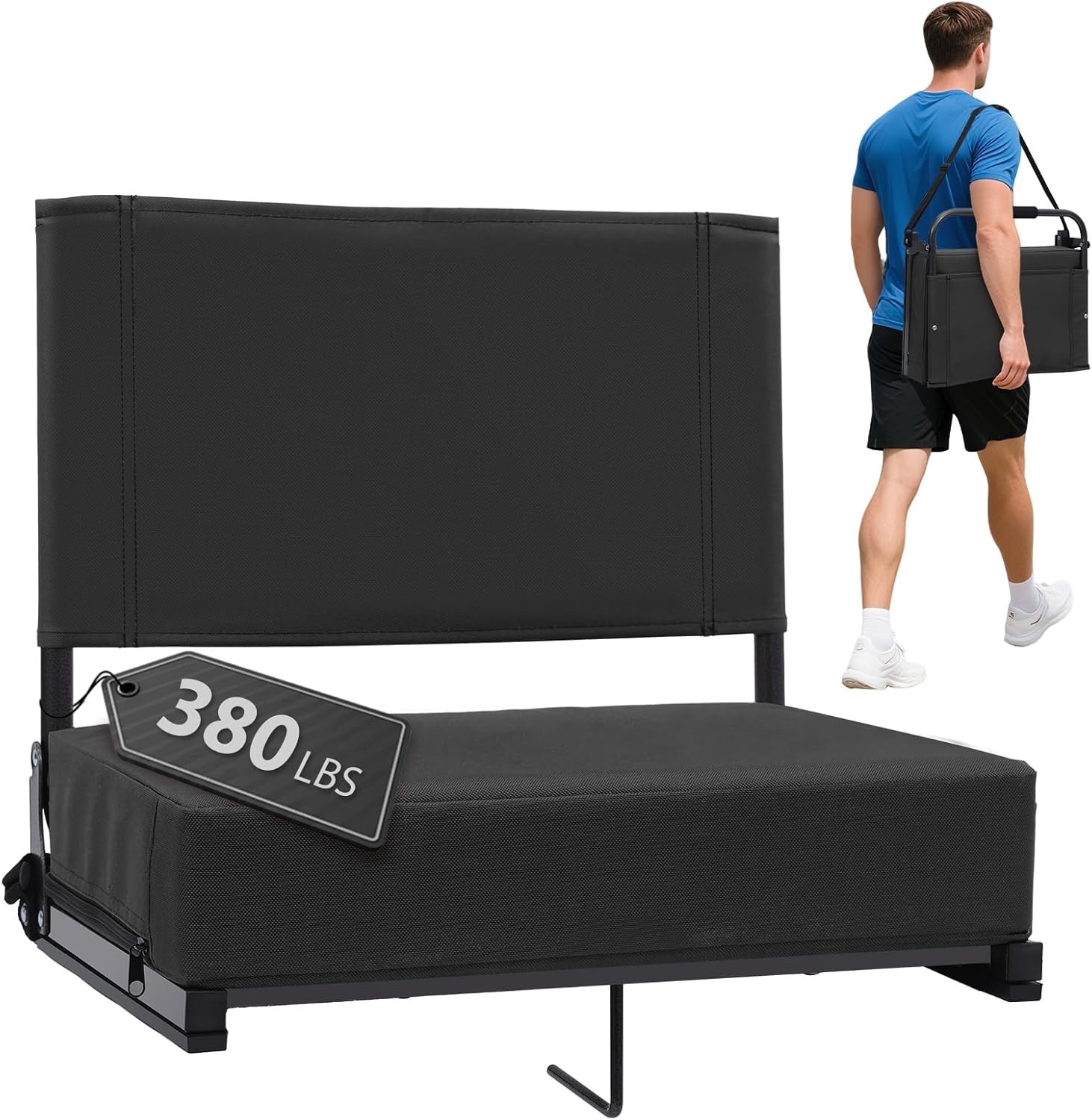 Stadium Seats with Back Support - Padded Portable Bleacher Seat with Handle S...