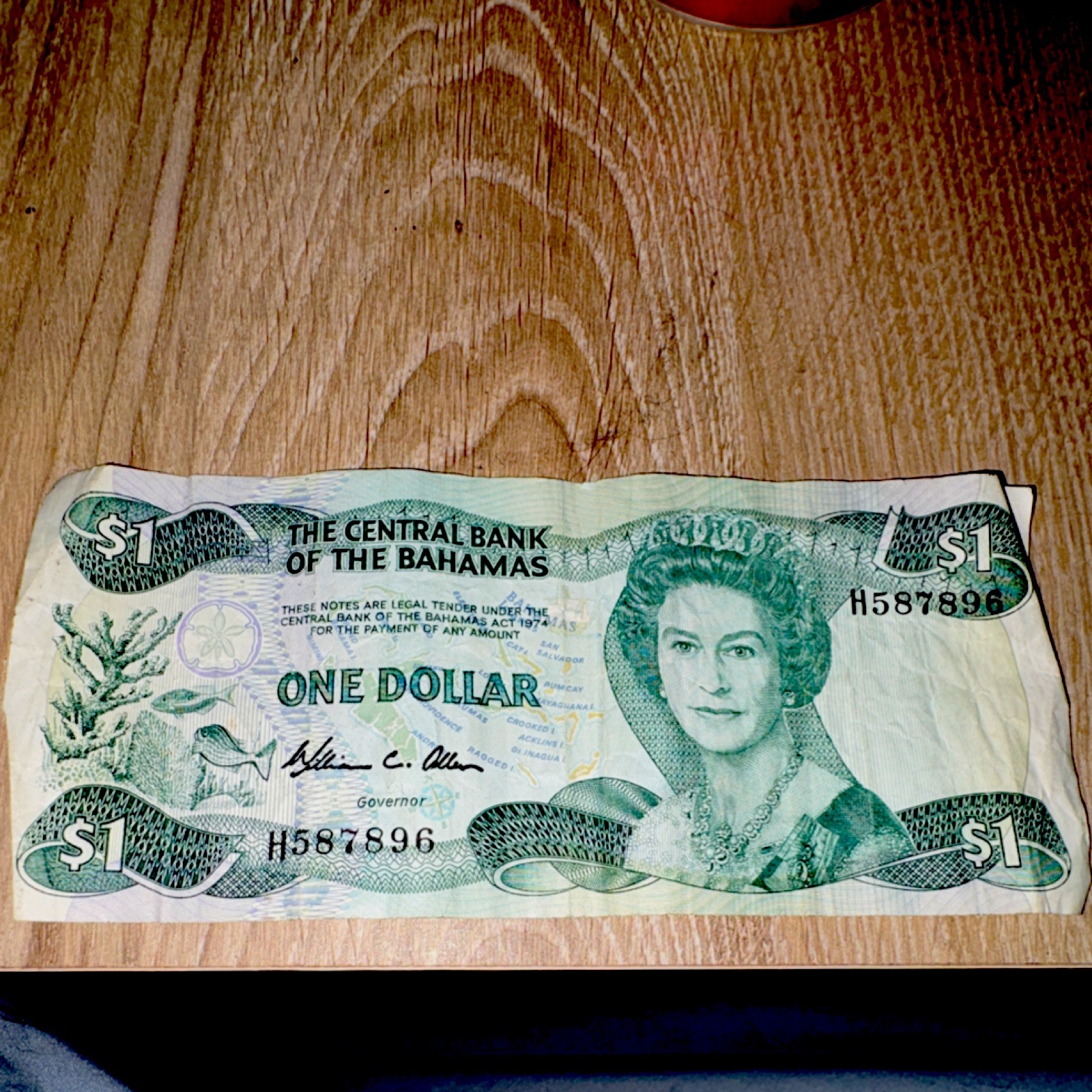 Central Bank of the Bahamas $1 Dollar Banknote Bahamas Circulated