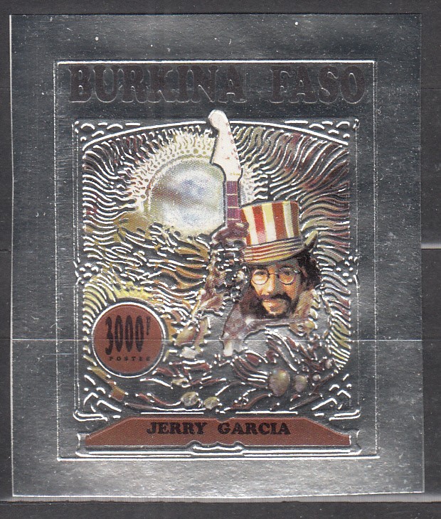 W BURKINA FASO 1034FSv GRATEFUL DEAD JERRY GARCIA SILVER FOIL