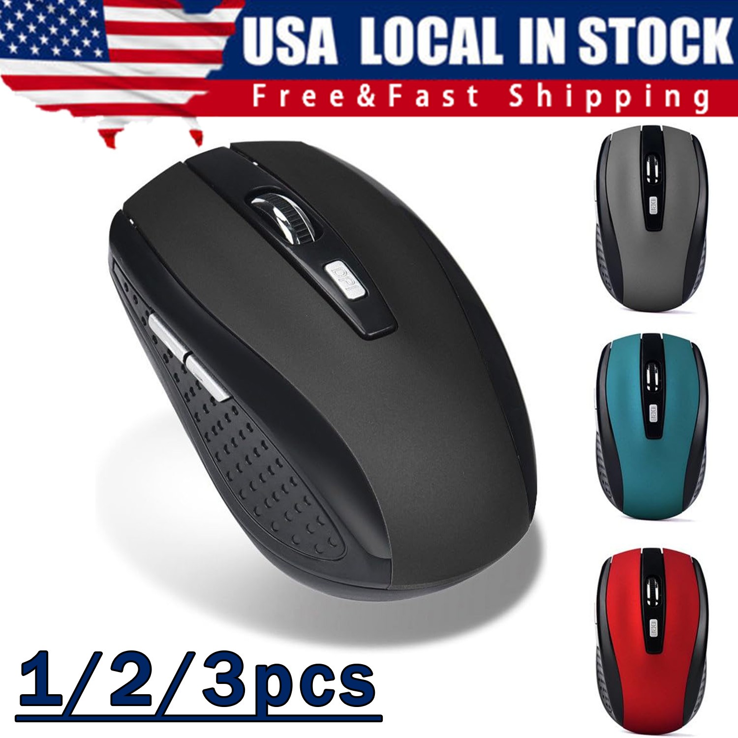 2.4GHz Wireless Optical Mouse Mice & USB Receiver For PC Laptop Computer DPI USA