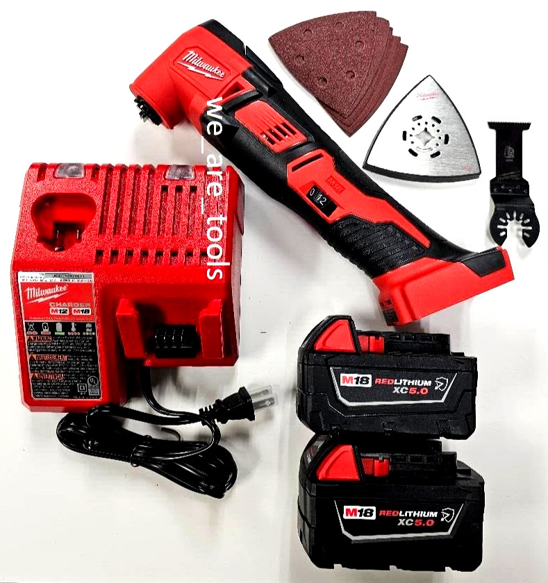 Milwaukee M18 2626-20 Multi-Tool, 2) 5.0 AH Batteries XC, 1) Charger 18 VOlt