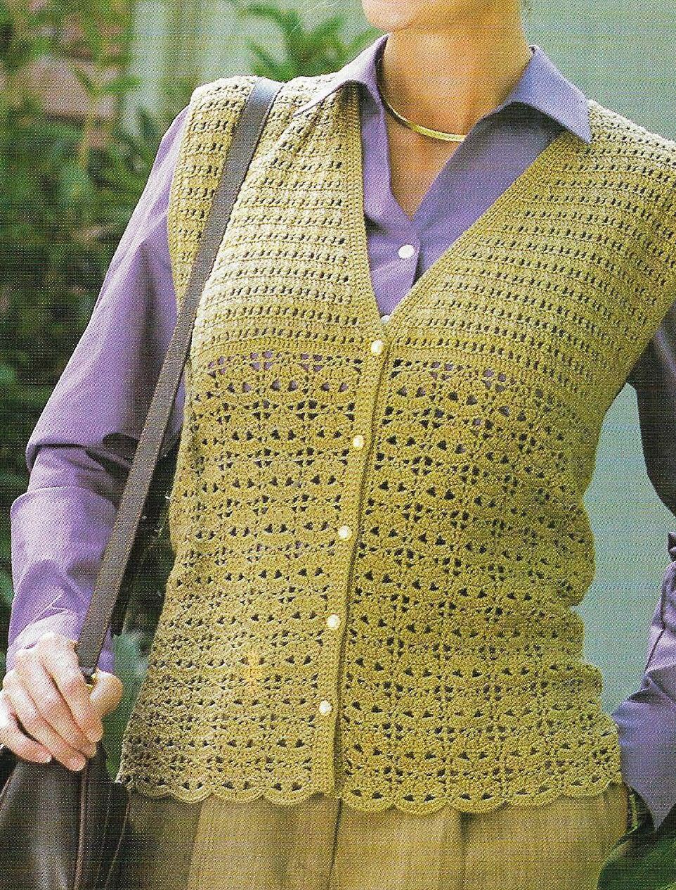 LEAF LACE VEST 3 SIZES WOMEN'S CROCHET PATTERN INSTRUCTIONS
