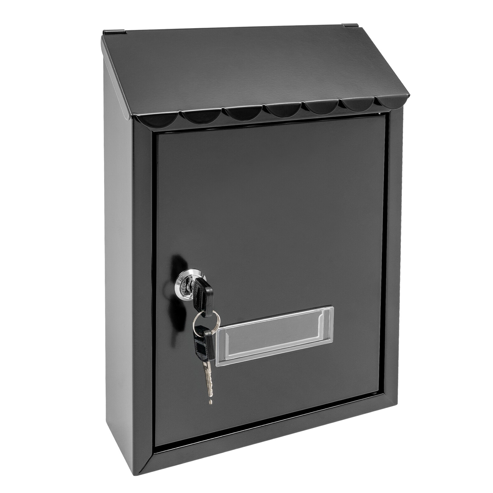 Wall Mount Rectangular Locking Mailbox W/ 2 Keys Black Residential Mail Box