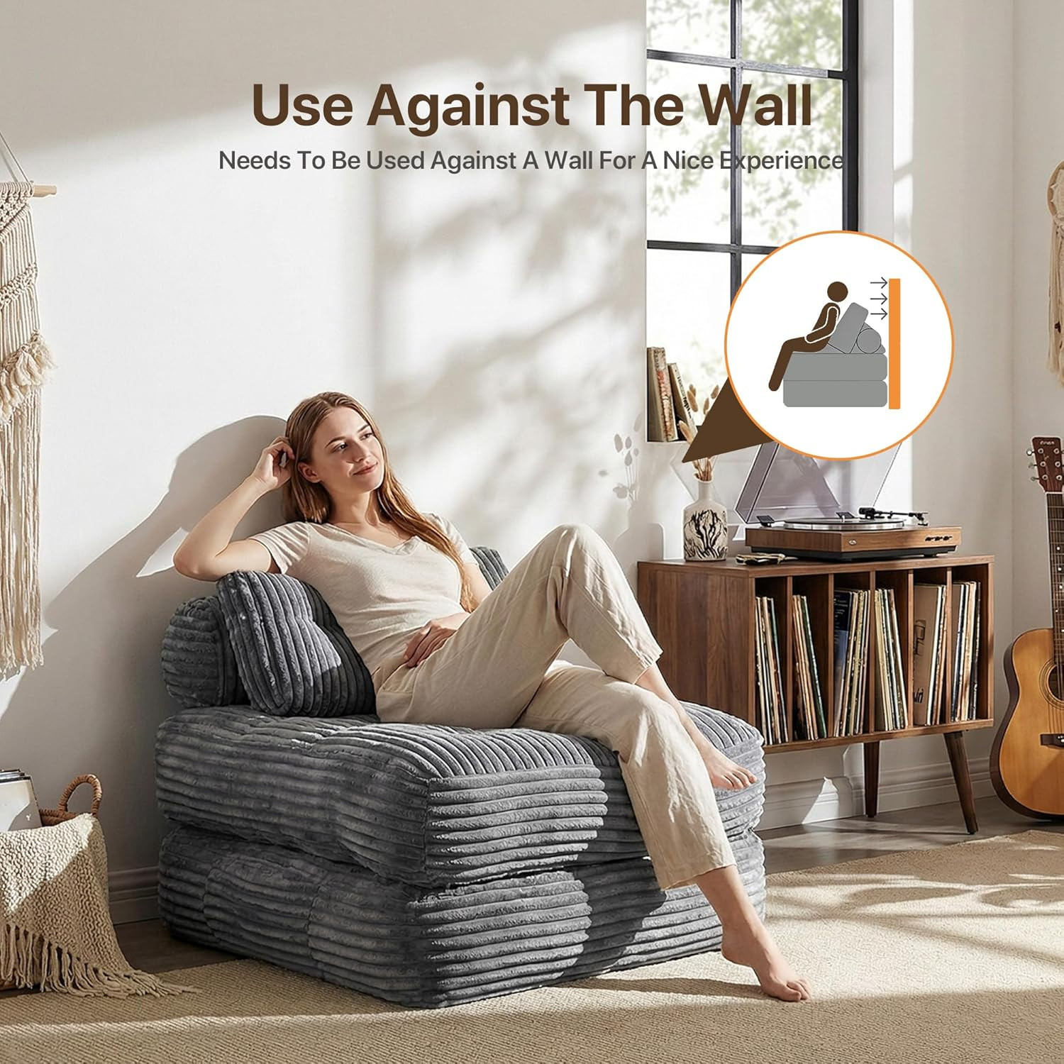 Boneless Chair, Folding Sofa Bed with Pillow Sleeper Sofa with Back Support, Sle