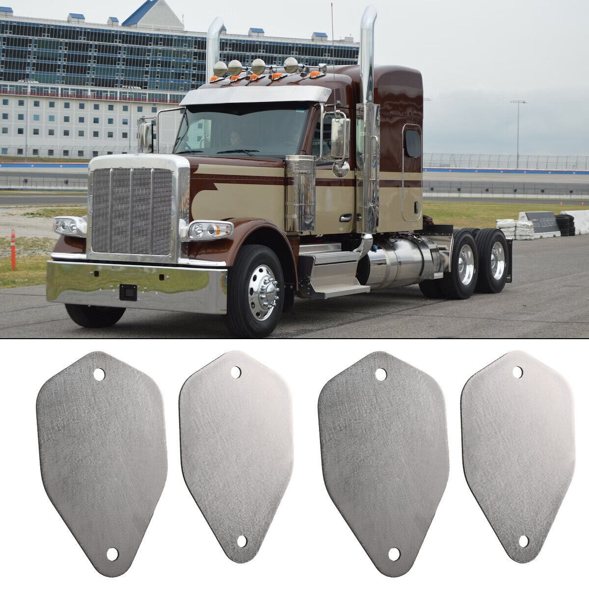 4X Stainless Steel Cab Roof Plates Horn Block Off Plates Assembly For Peterbilt