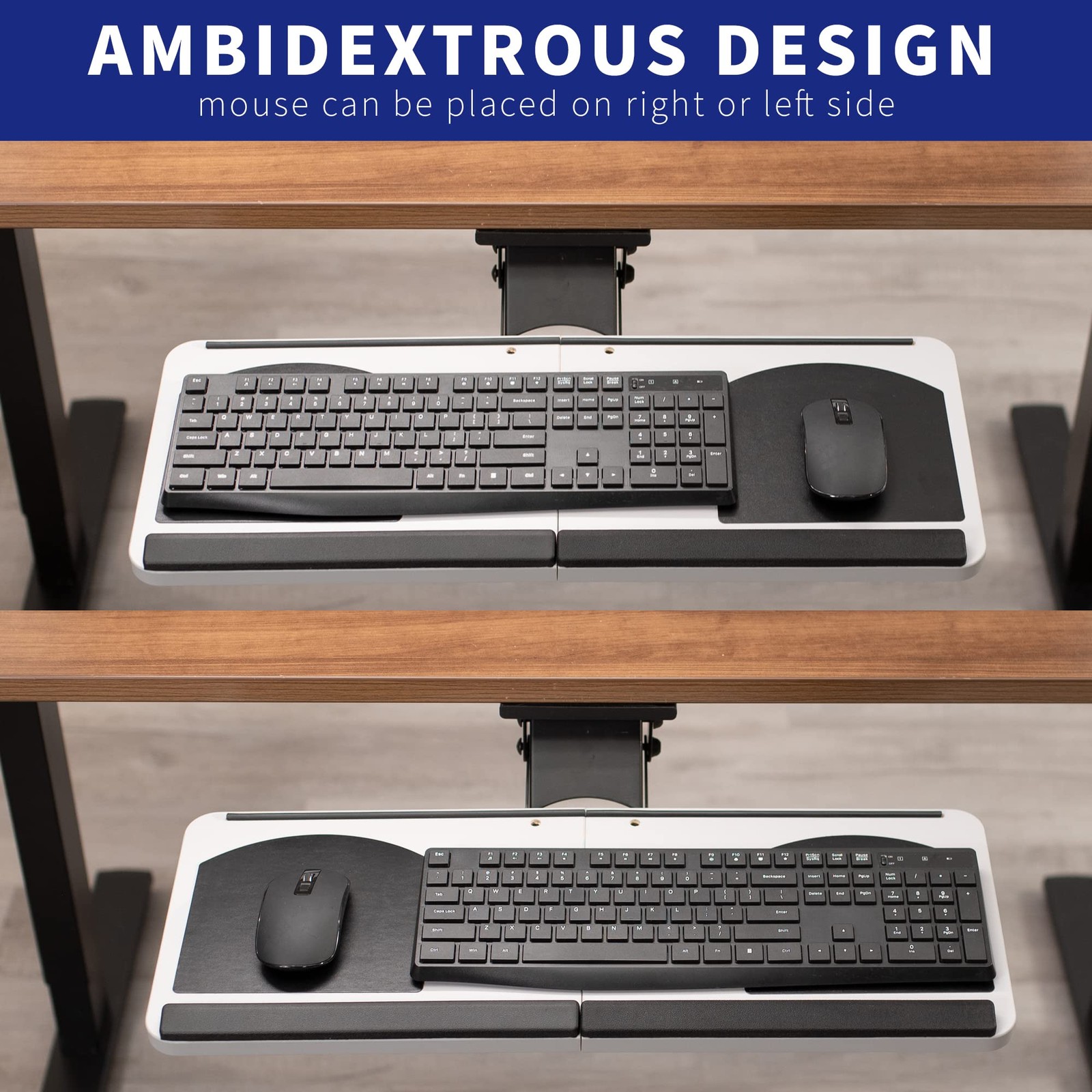 Adjustable Computer Keyboard and Mouse Platform Tray, Ergonomic Under Table D...