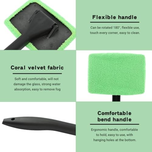 Windshield Cleaner Tool, Car Window Cleaner with Extendable Handle,5 GREEN