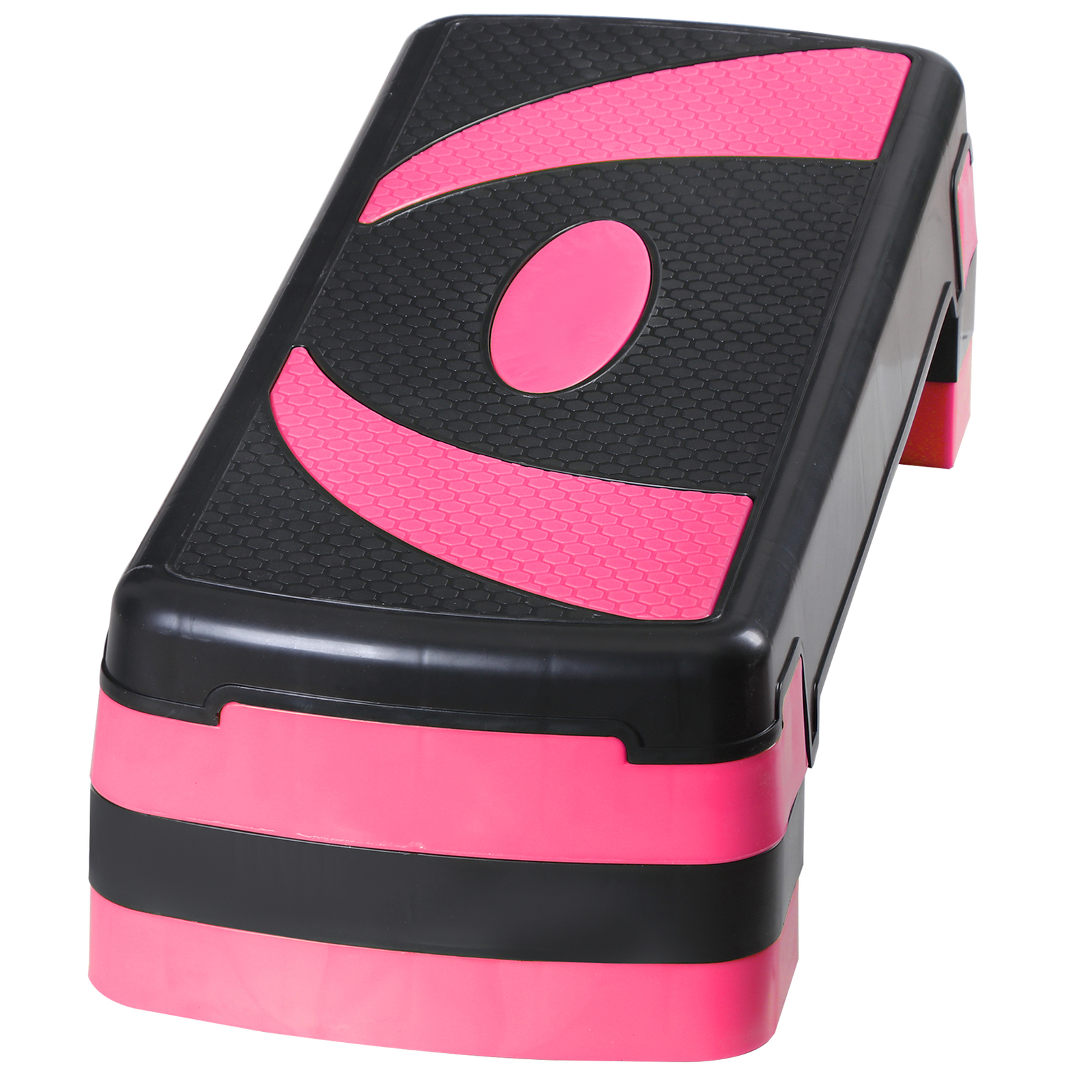 Adjustable Workout Aerobic Stepper Pink Exercise Step Platform with 4 Risers