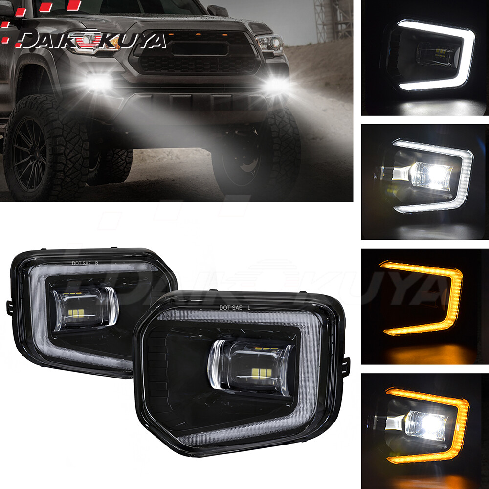 For 2016-2022 2023 Toyota Tacoma SR SR5 LED Fog Lights Front Bumper Lamps+DRL