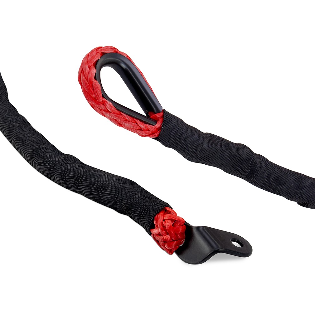 Borne Off-Road Replacement Synthetic Winch Rope, Hook, and Tether Strap, Red