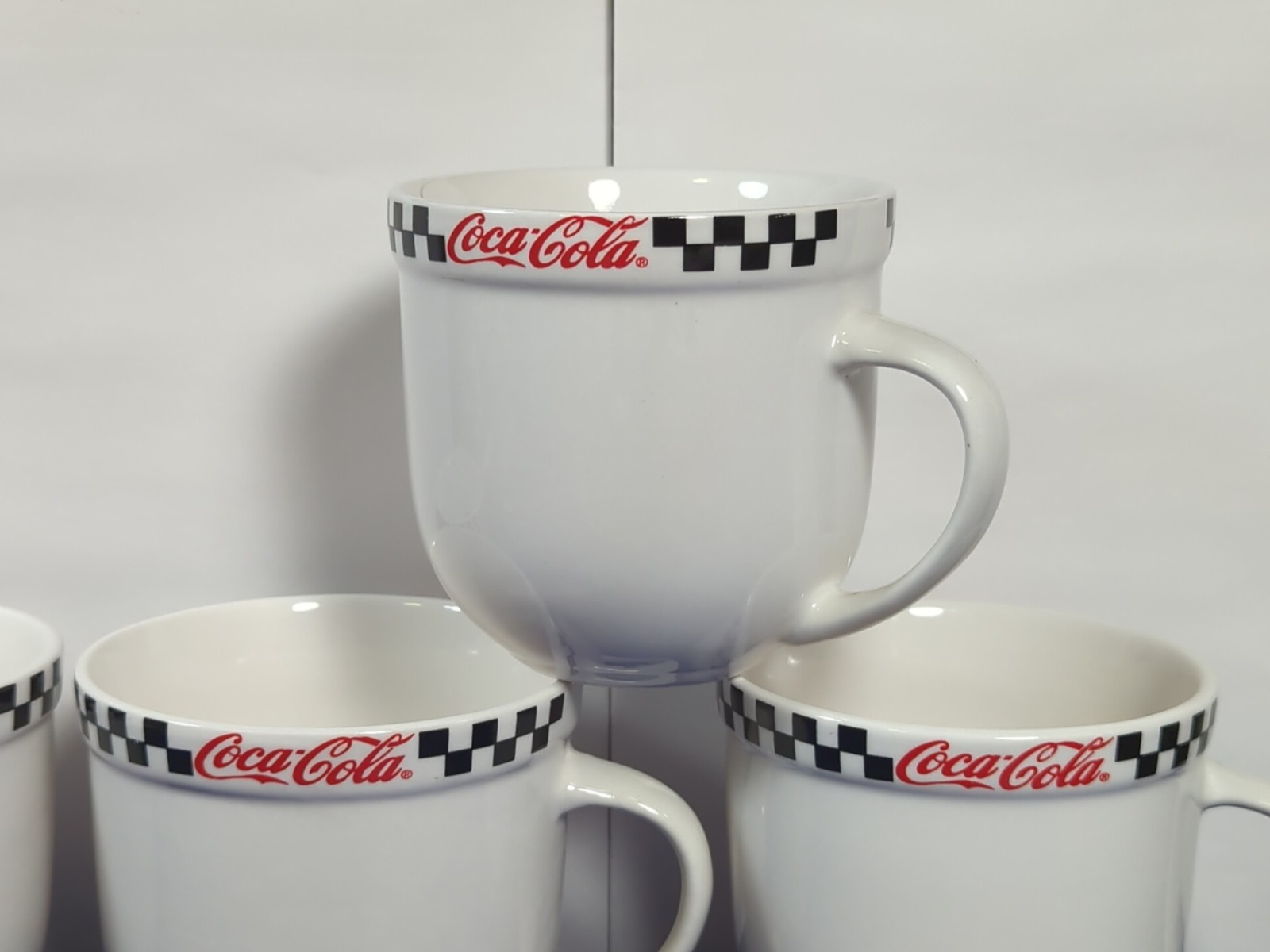 COCA-COLA Coke 4 COFFEE CUPS Black White Red Excellent Condition!!