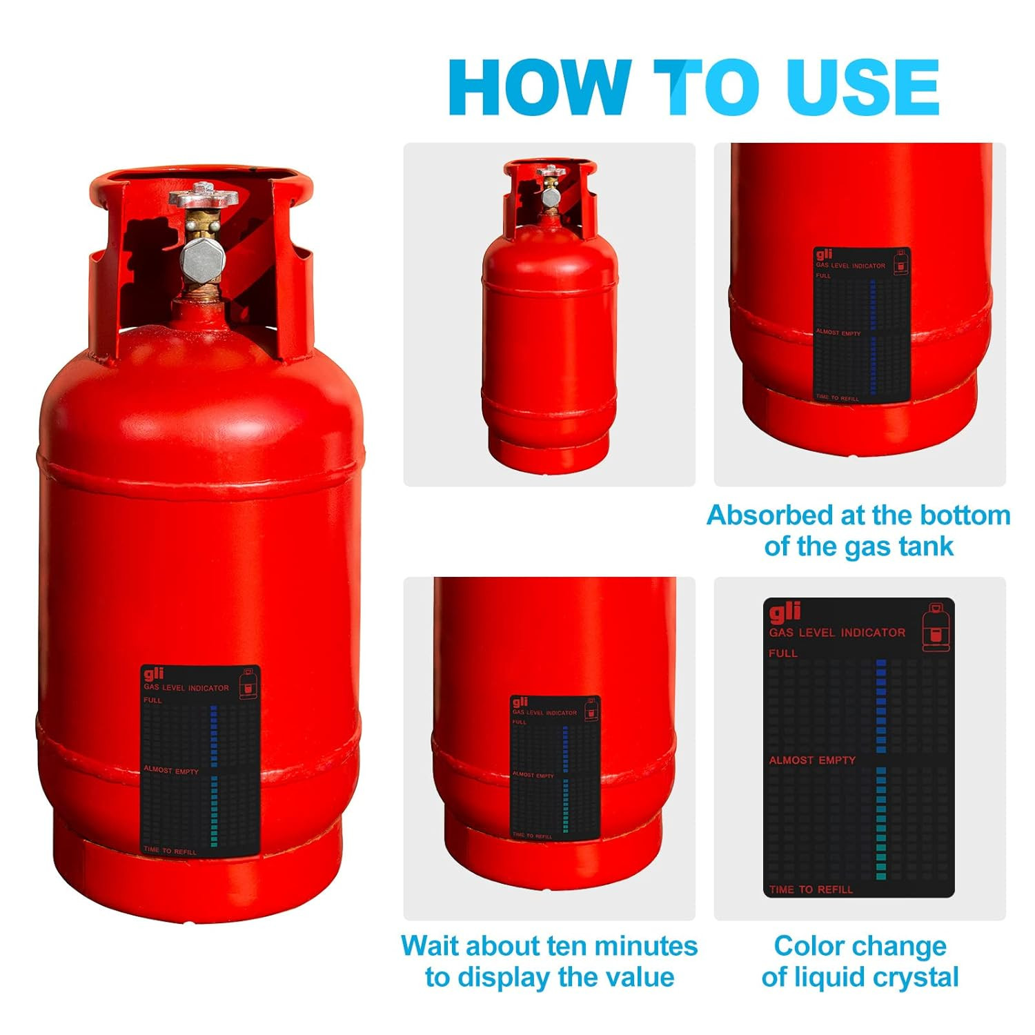 4 Pieces Magnetic Gas Level Indicator Reusable Propane Fuel Level Indicators Pro