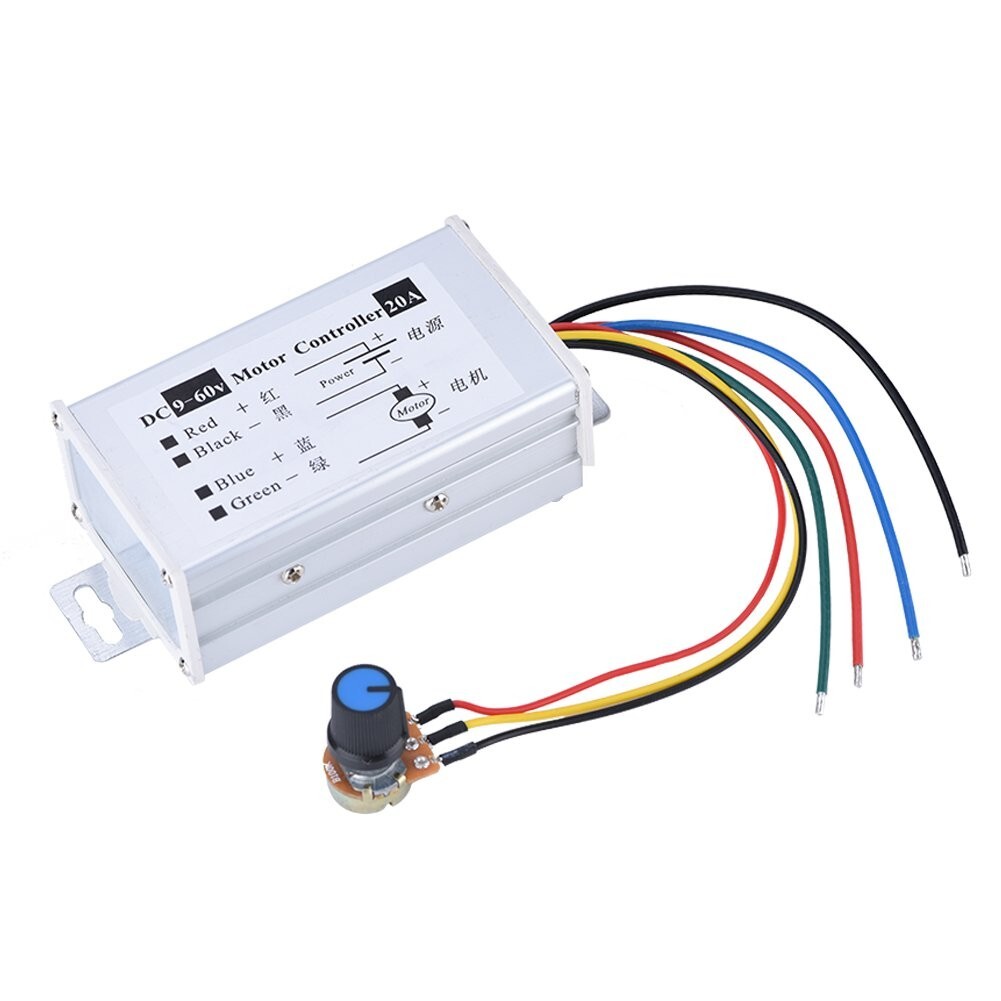 PWM DC Brush Motor Stepless Variable Speed Controller Switch 12V 24V 48V 60V 20A