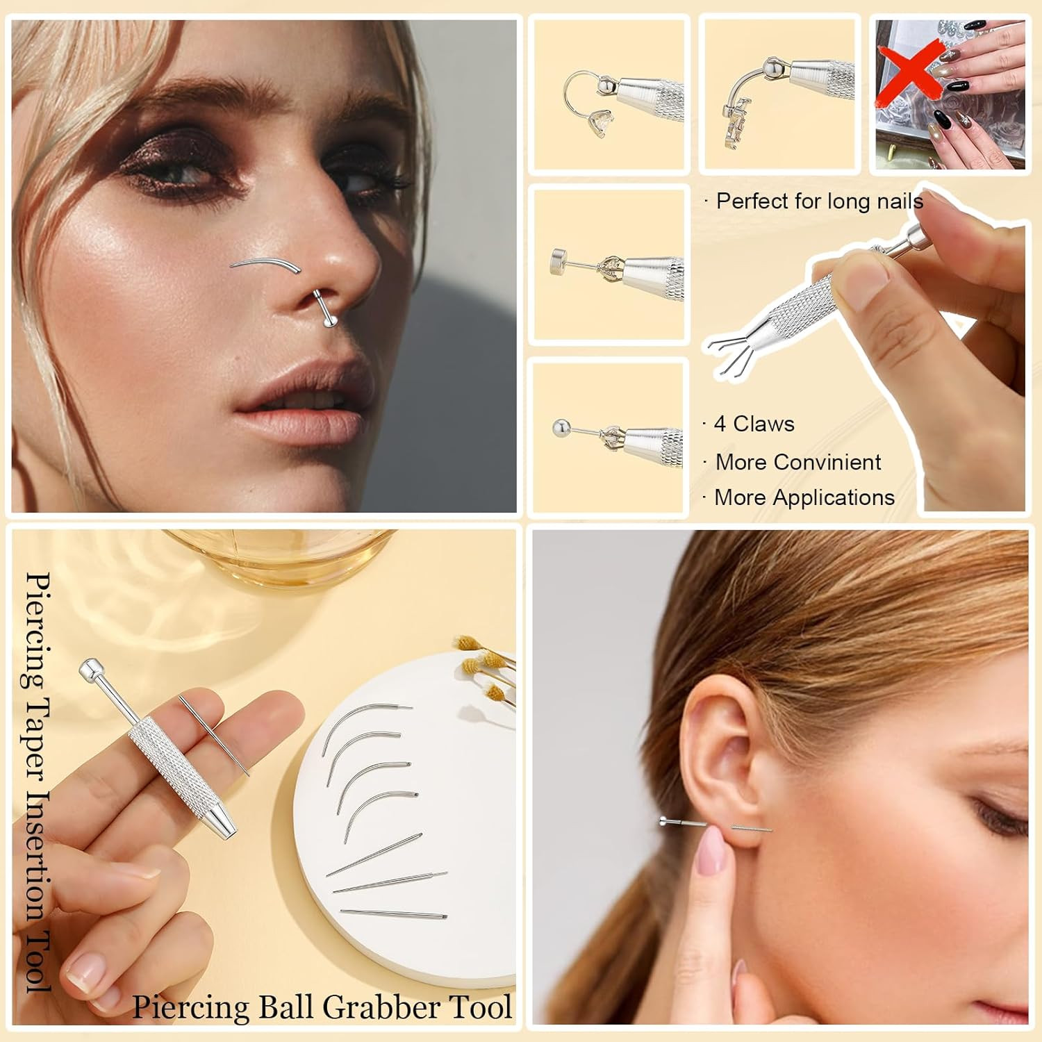 Piercing Taper Insertion Tool Piercing Ball Grabber Tool Kit Body Piercing