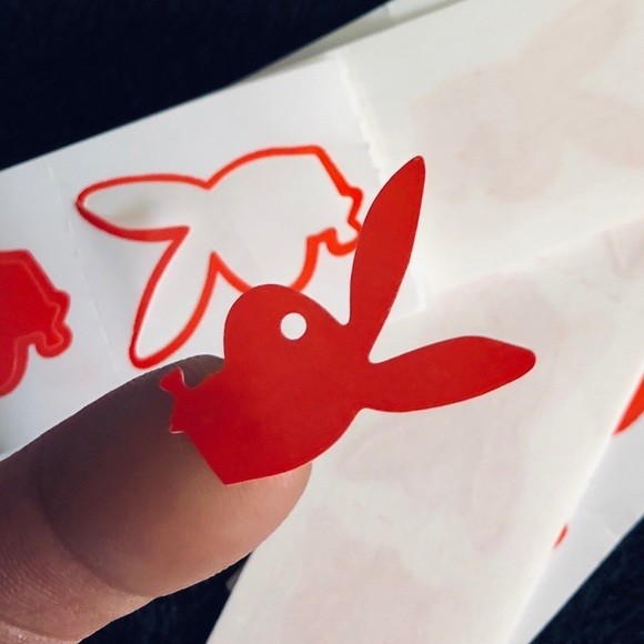Lot of 120 Tanning Bed Body Stickers Red Easter Bunny with Tie Tattoo
