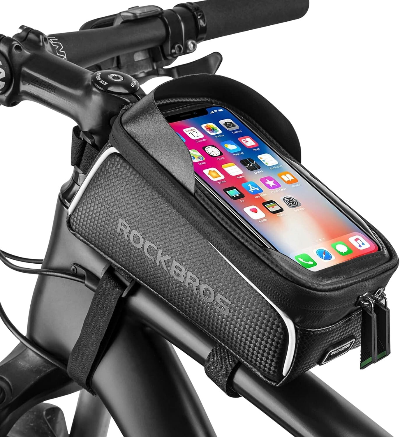 ROCKBROS Bicycle Bag Waterproof Touch Screen Cycling Bag Top Front Tube Bag 1.6L
