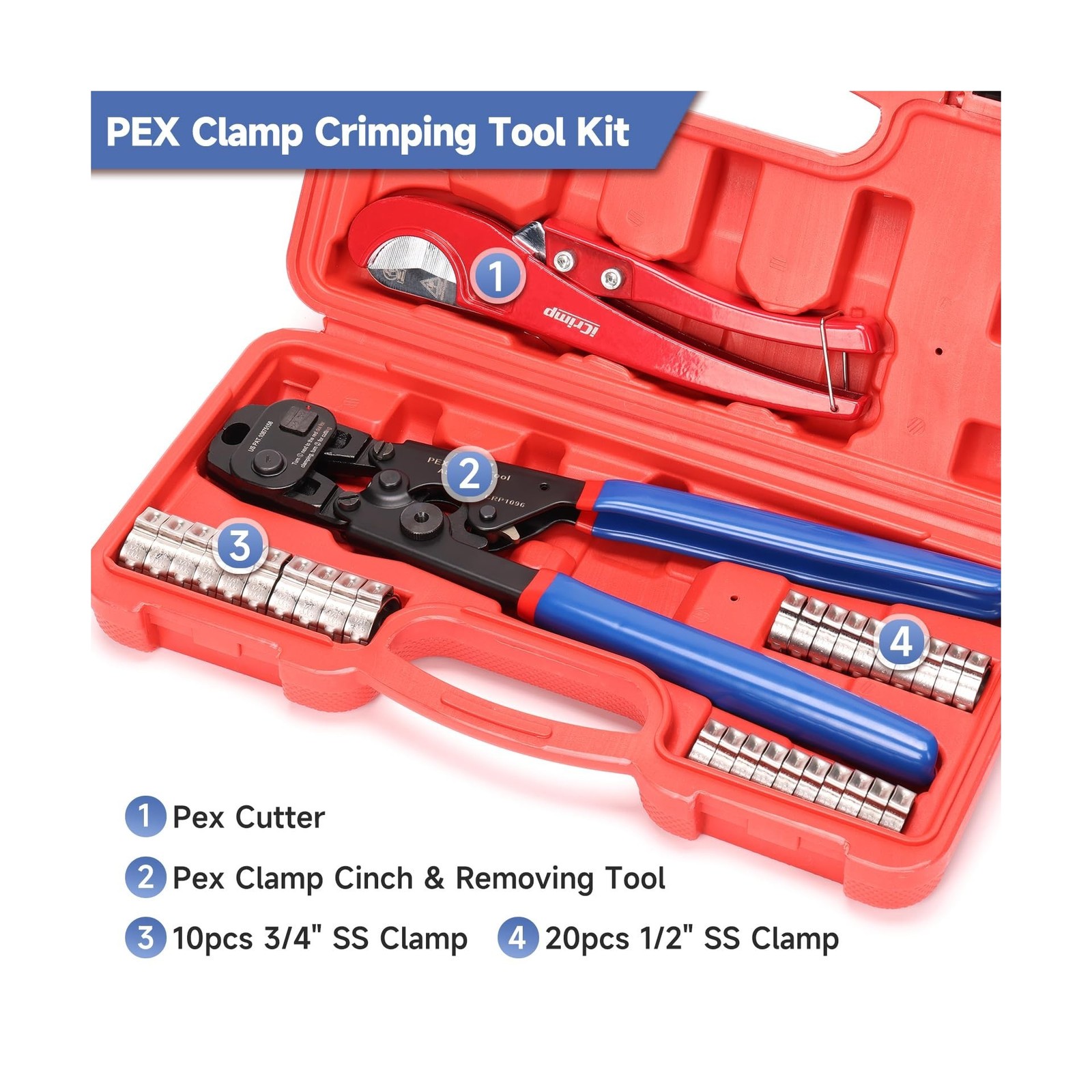 iCrimp Ratchet PEX Cinch Tool with Removing Function for 3/8-in, 1/2-in, 3/4-...