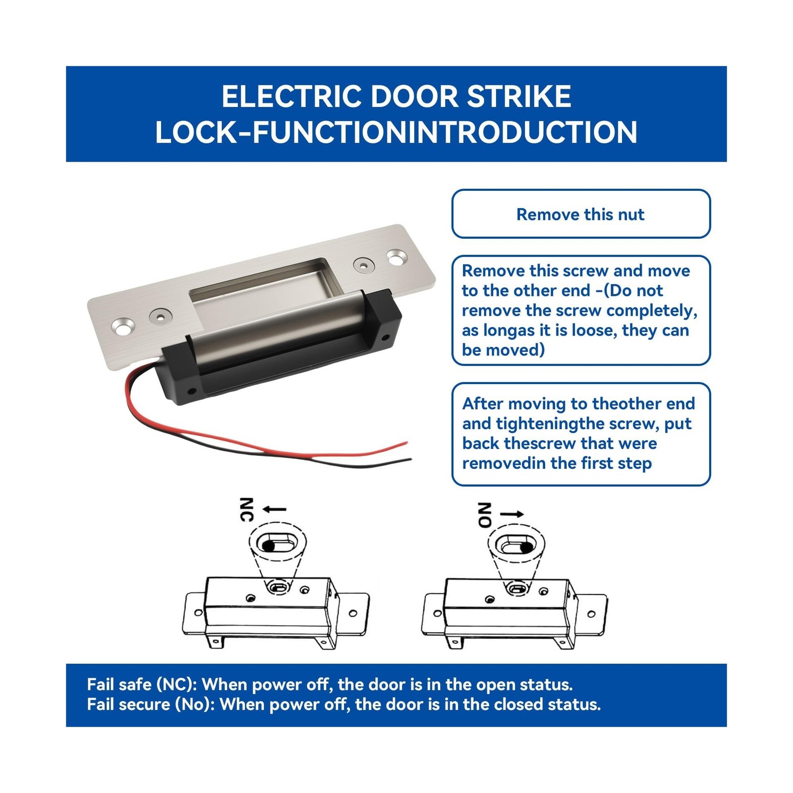 Upgraded Access Control Electric Strike Door Lock Kit, Fail-Secure/Fail-Safe ...