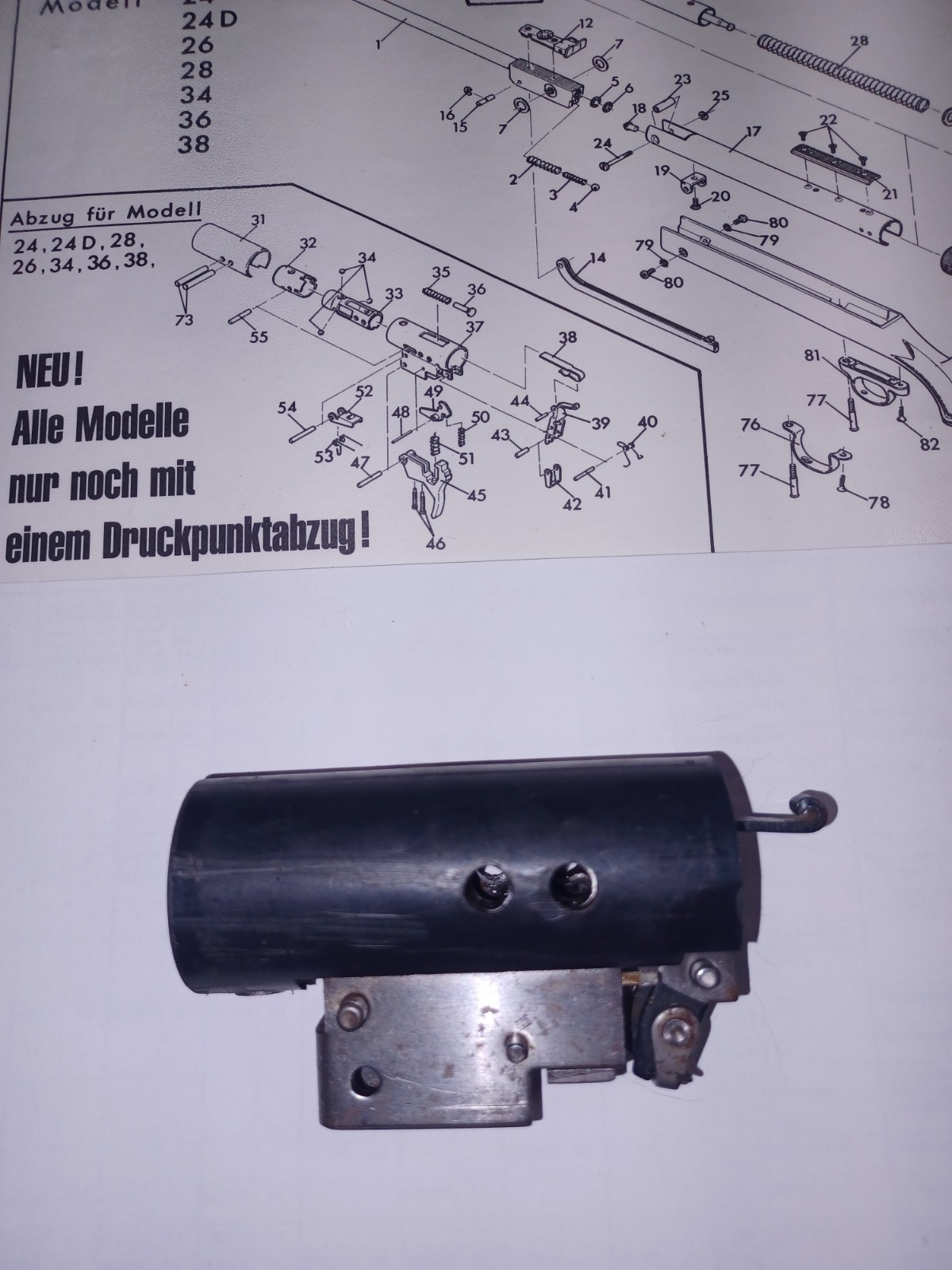 RWS Diana Model TO1 Air Rifle Parts - Trigger Sear Group and Safety - Read First