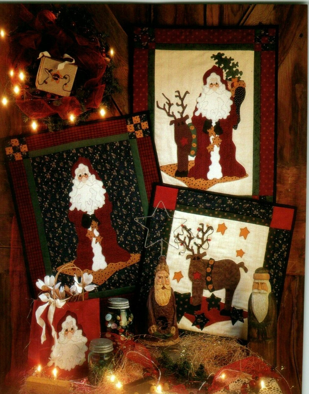 Rudy and Me Christmas Santa Reindeer Wall Quilt Pattern Primitive Folk Country
