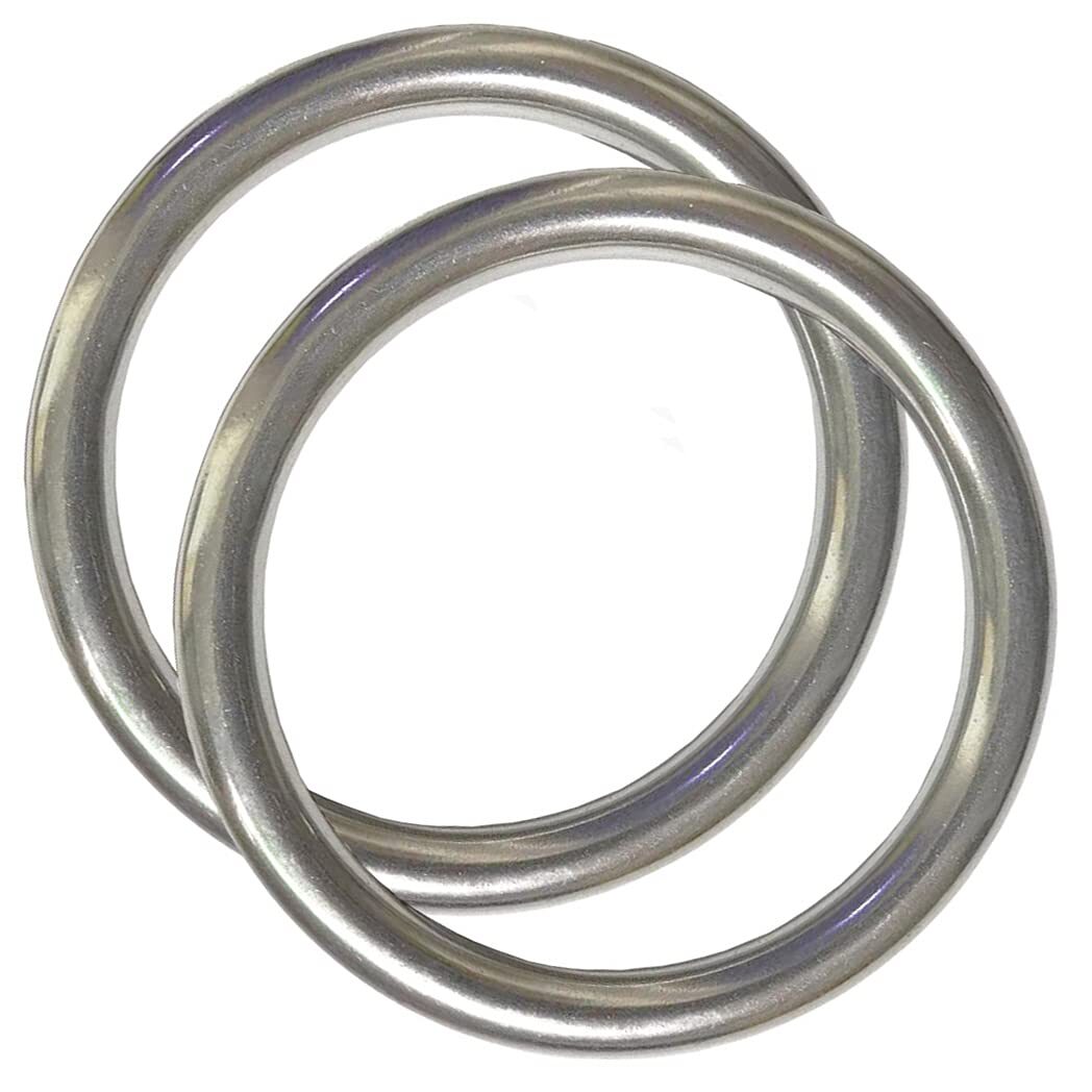 AIVOOF 4" Metal O-Ring, 2 Pack 304 Seamless Welding Stainless Steel Rings Heavy