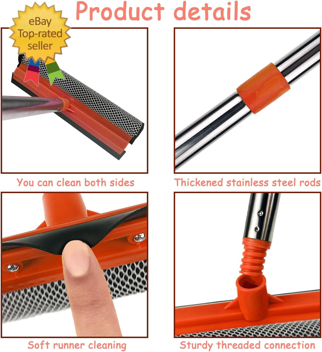 Window Squeegee for Window Cleaning, Squeegee Window Cleaner Tool 2 in 1 Car Win