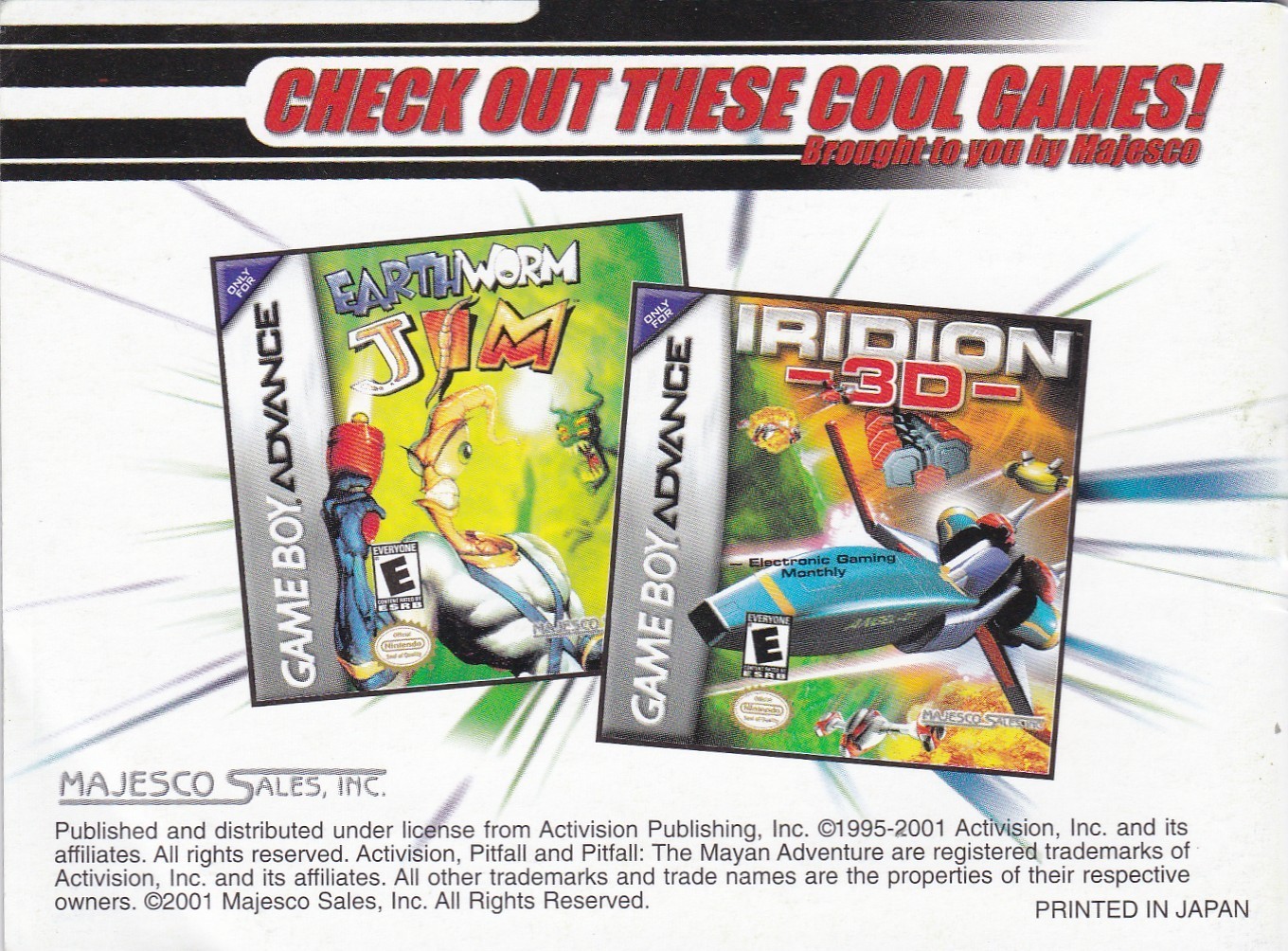 Game Boy Advance Pitfall Instruction Booklet 2001