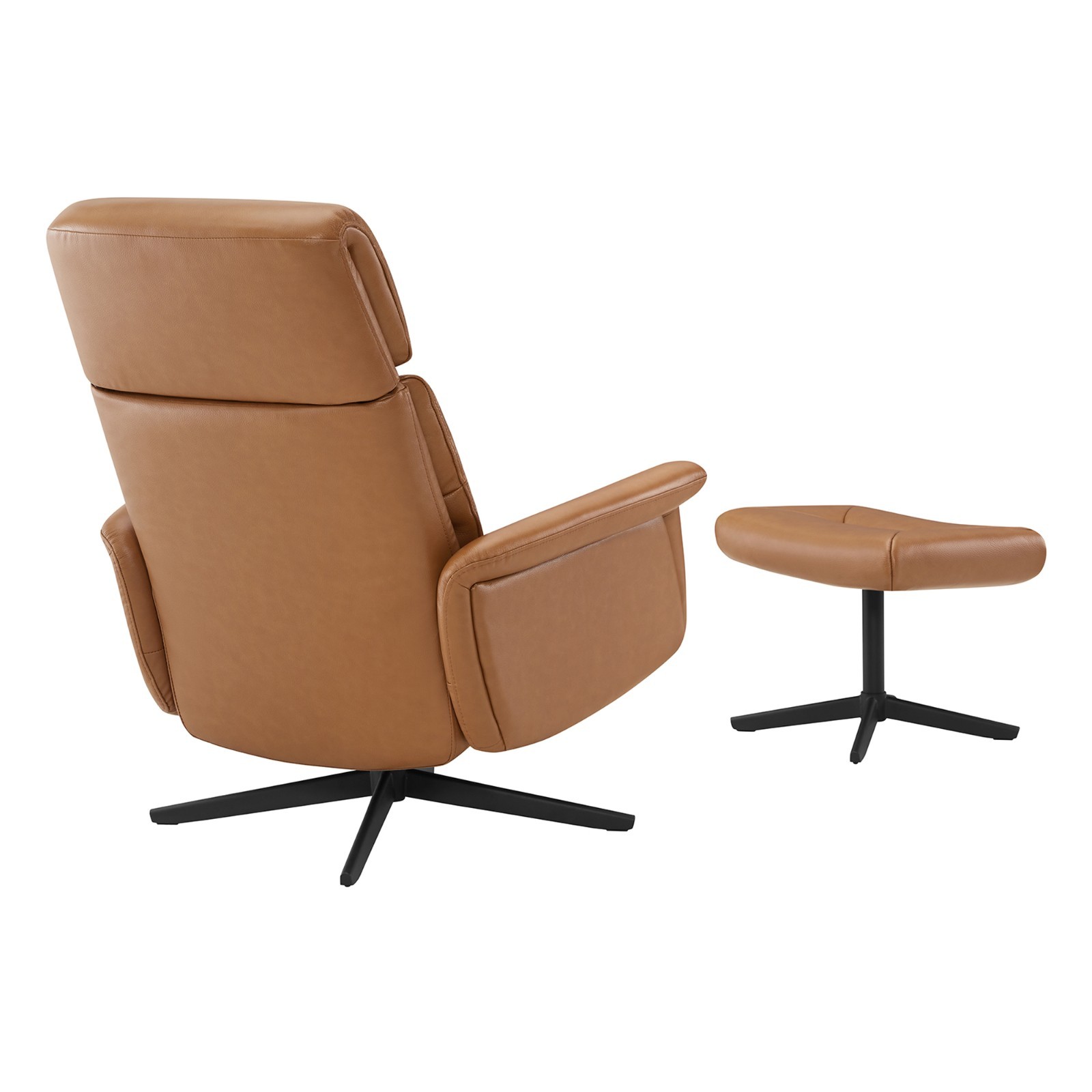 CHITA Genuine Leather Self-Weight Reclining Swivel Chair w/Adjustable Headrest