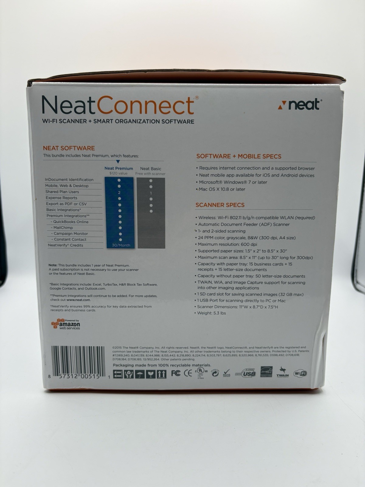 NEAT NC1000 Wireless Pass-Through Scanner - Cloud Scanner & Data Filing System