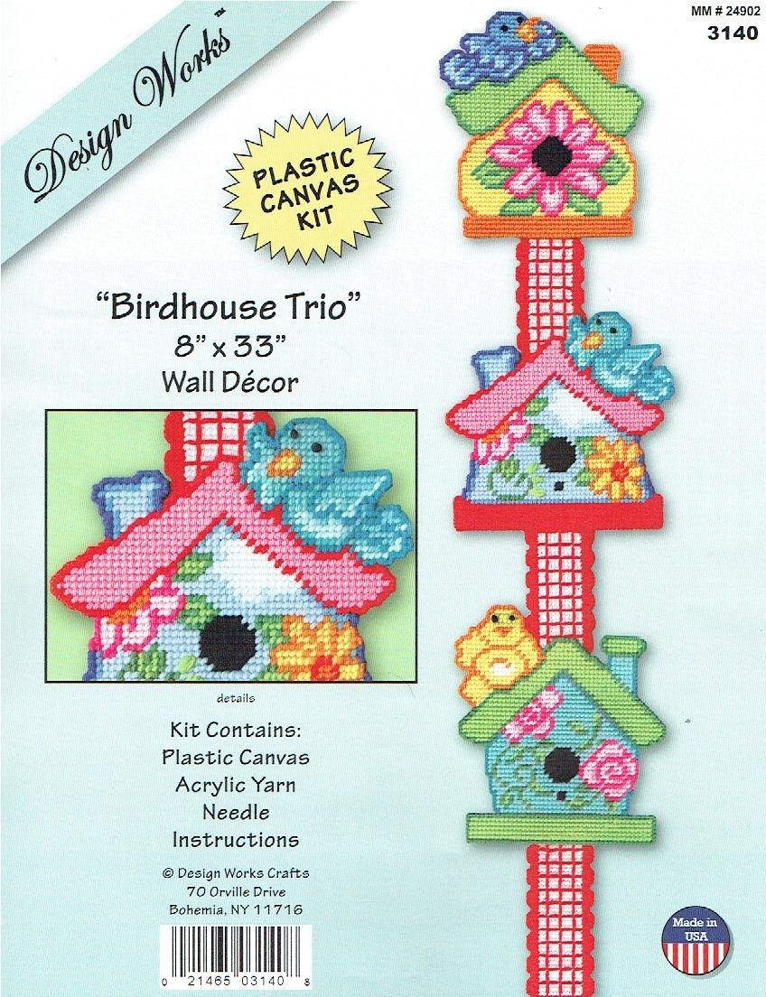 BIRDHOUSE TRIO  Wall Hanging  plastic canvas  PATTERN (#TF0067)