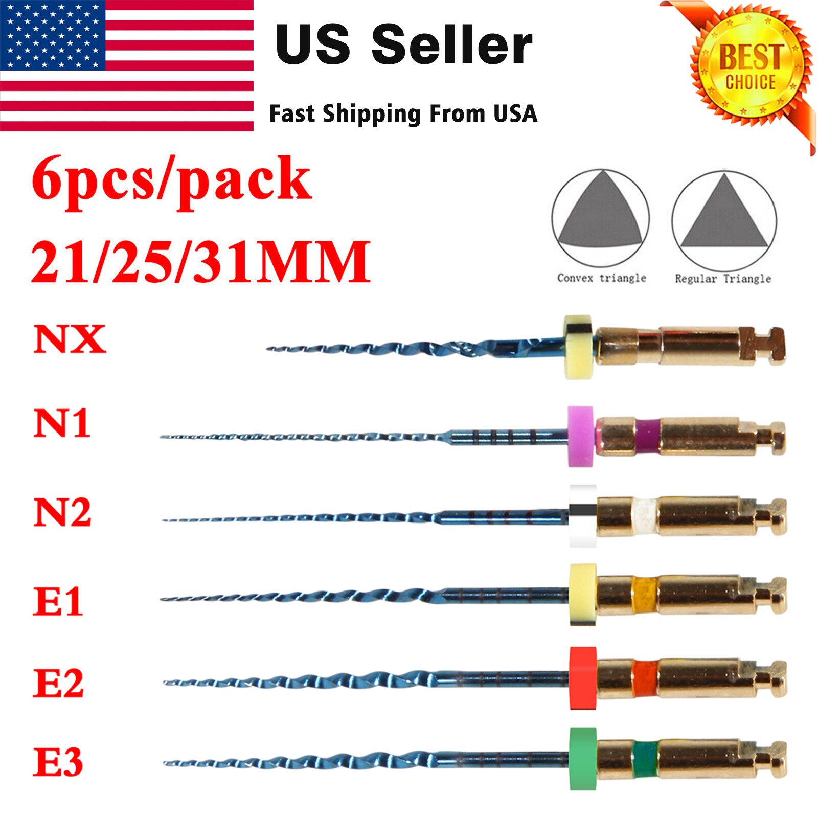 USA Dental Niti Super Files Rotary Endodontic Endo Motor Root Canal 21/25/31mm