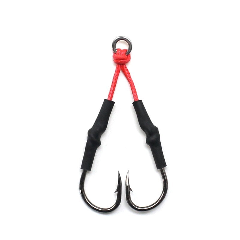 6 Sets Dbl Assist Fishing Jig Hooks Snapper Grouper Jigging PE Line 4/0 5/0 6/0