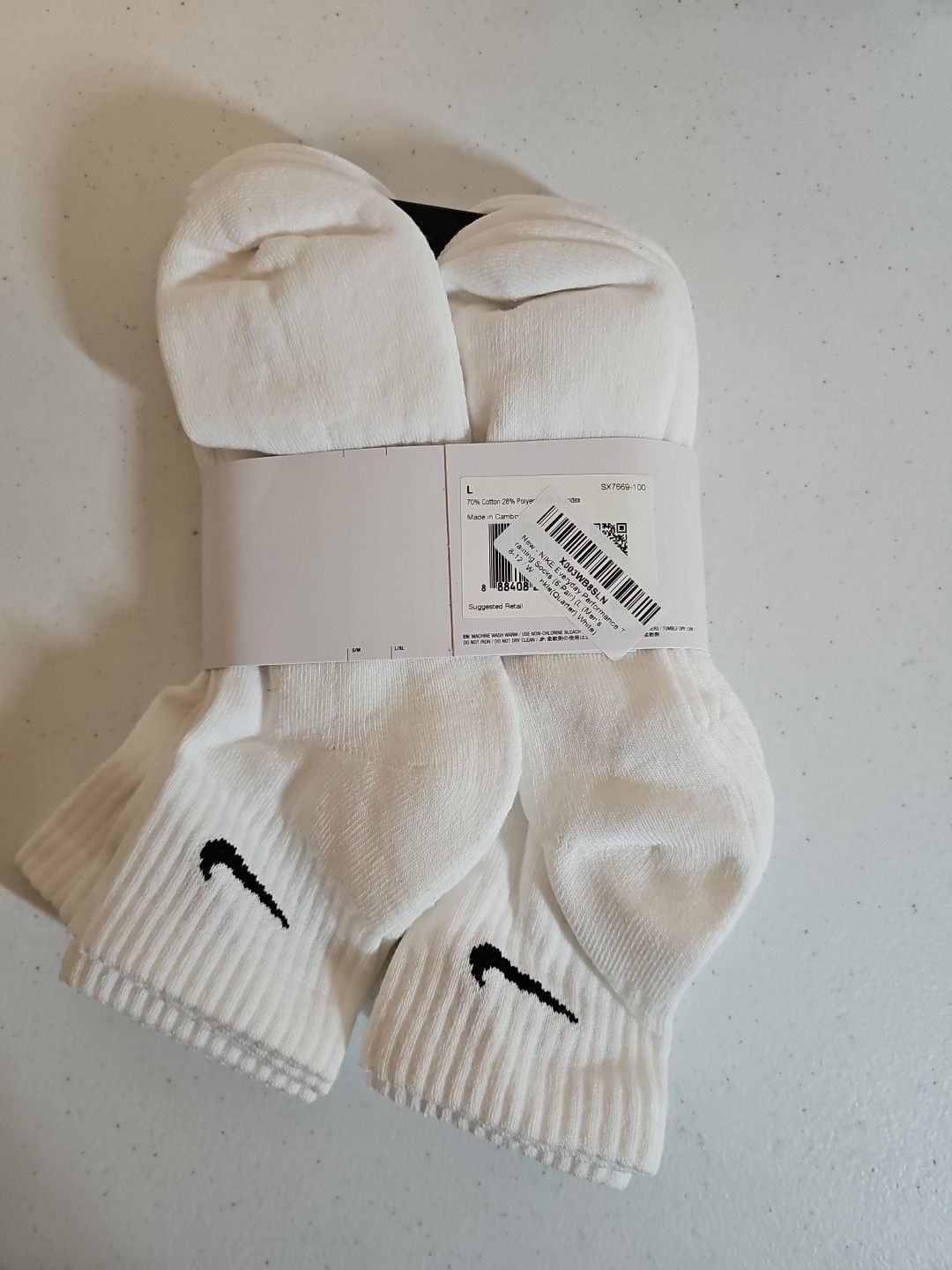 Nike Everyday Cushioned Ankle Socks (6 Pack) Mens 8-12 White SX7669-100