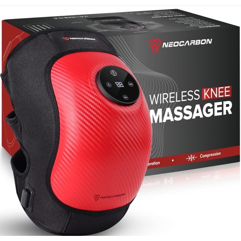 Neocarbon Wireless Knee Massager Heated Compression Vibration Red Open Box