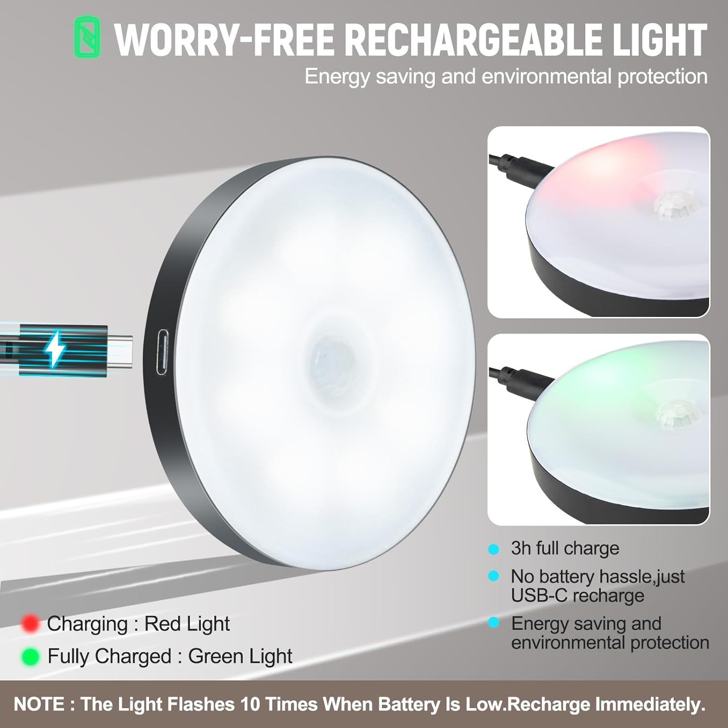 Motion Sensor Night Light 2 Pack LED Light, Black
