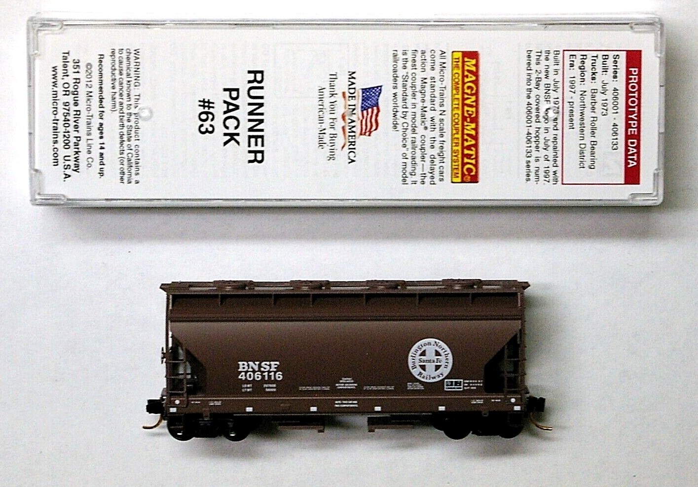 MTL Micro-Trains 09250190 Burlington Northern Santa Fe BNSF 406116 2 bay hopper