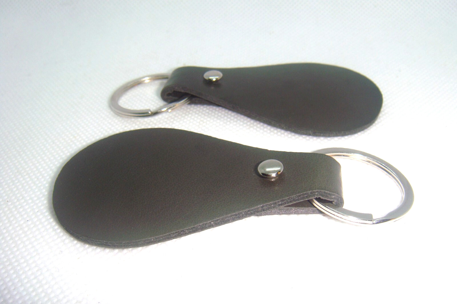#2 Two Dark GRAY PU Leather Key Fob Blank KEY RING DIY Laser Engraving WRITE OK