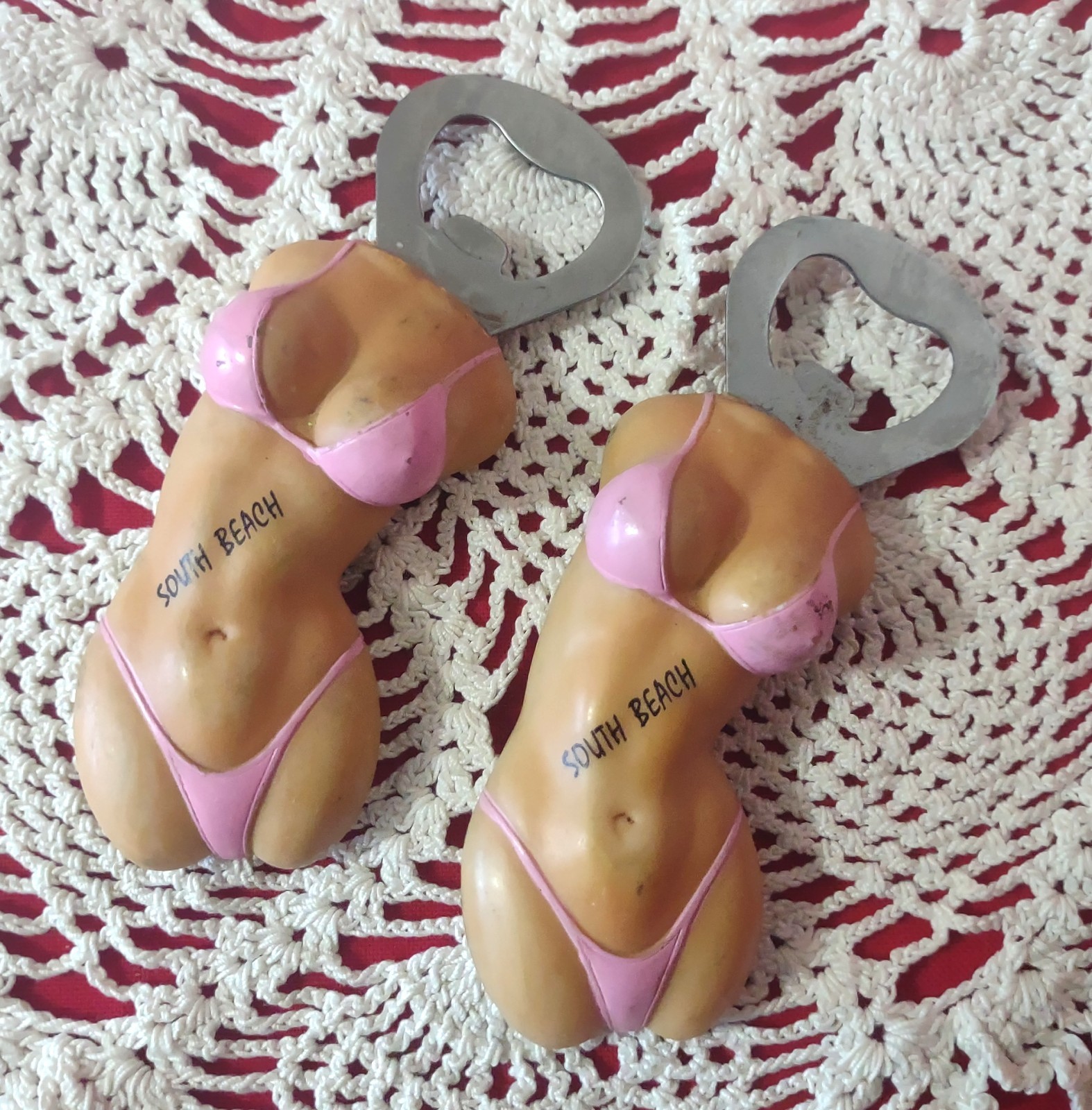 Set of Two South Beach Florida Bikini Girl Bottle Openers - Nice!