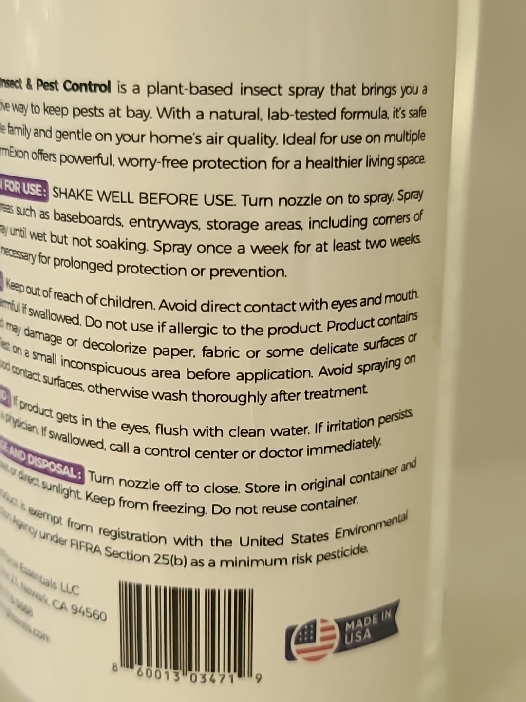 PEPPERMINT OIL Insect & Pest Control Spray – 16Oz NATURAL PLANT-BASED Bug Killer
