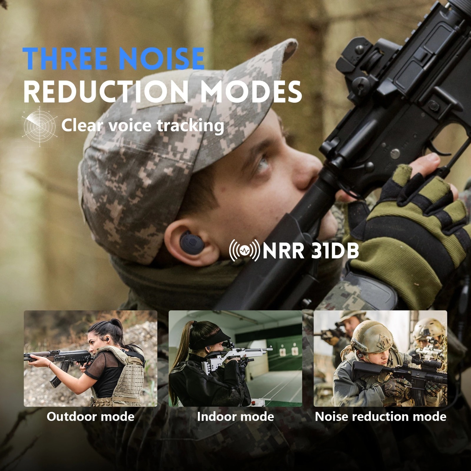 ARM NEXT E30 Bluetooth tactical earbuds for shooting training electronic hearing