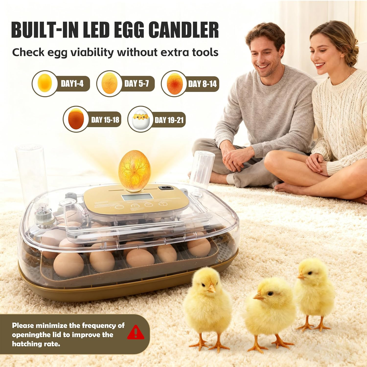 Incubators for Hatching Eggs, 24 Egg Incubator with Automatic Egg Turning and Hu